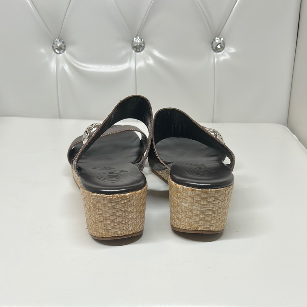 Brighton Brown Leather Wedge Sandals - Picture 5 of 12
